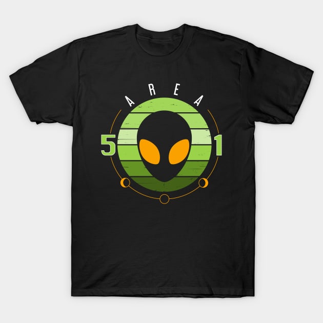 Area 51 Alien Moon Phase T-Shirt by cottoncanvas